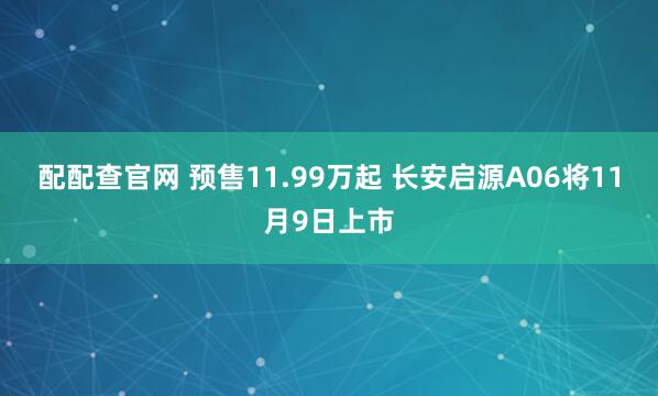 配配查官网 预售11.99万起 长安启源A06将11月9日上市